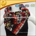 Womens Solid Color Viscose Material Brushed And Jacquard Skull Scarf With Fringe